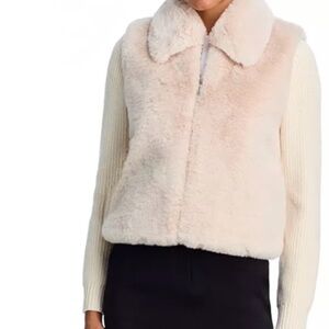 Aqua  Faux Fur Zip-Front Jacket  cardigan ivory small